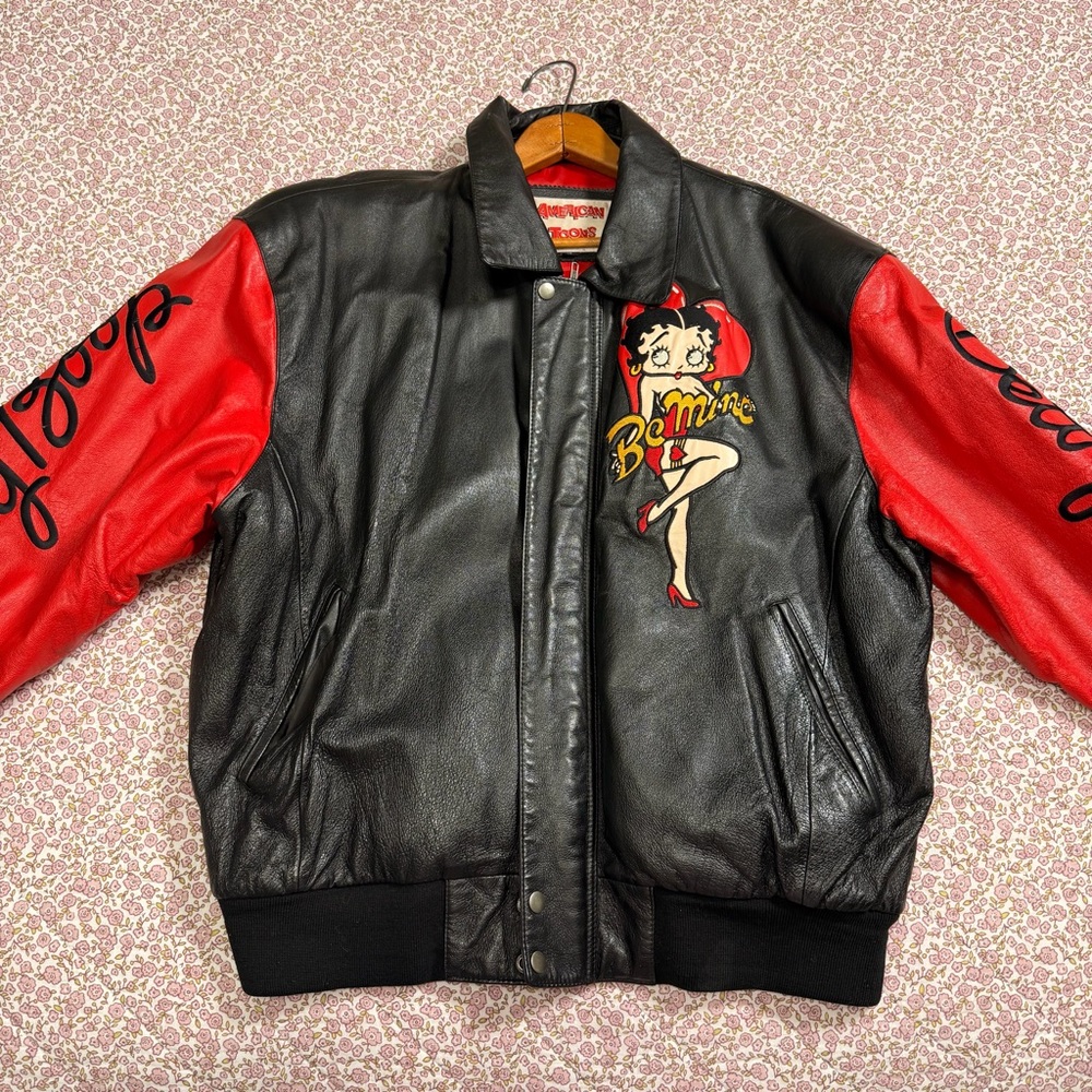 Betty Boop Black and Red Leather Jacket